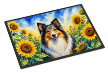 Load image into Gallery viewer, Sheltie in Sunflowers Doormat Front Door Mat Indoor Outdoor Rugs for Entryway, Non Slip Washable Low Pile, 18H X 27W