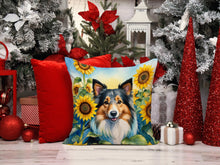Load image into Gallery viewer, Sheltie in Sunflowers Throw Pillow - 14x14 Decorative Pillow – Art for Your Home &amp; Patio