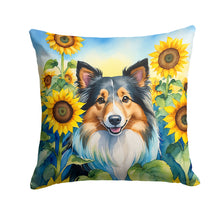 Load image into Gallery viewer, Sheltie in Sunflowers Throw Pillow - 14x14 Decorative Pillow – Art for Your Home &amp; Patio