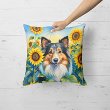 Load image into Gallery viewer, Sheltie in Sunflowers Throw Pillow