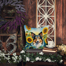 Load image into Gallery viewer, Sheltie in Sunflowers Throw Pillow
