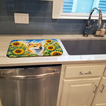 Load image into Gallery viewer, Shiba Inu in Sunflowers Dish Drying Mat Absorbent Dish Drying Mat Pad for Kitchen Counter Dish Drainer Mat for Countertop, 14 x 21", Multicolor