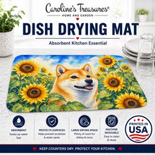 Load image into Gallery viewer, Shiba Inu in Sunflowers Dish Drying Mat Absorbent Dish Drying Mat Pad for Kitchen Counter Dish Drainer Mat for Countertop, 14 x 21", Multicolor