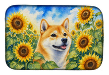 Load image into Gallery viewer, Shiba Inu in Sunflowers Dish Drying Mat Absorbent Dish Drying Mat Pad for Kitchen Counter Dish Drainer Mat for Countertop, 14 x 21", Multicolor