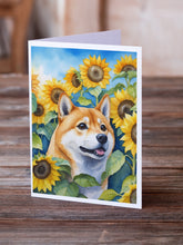 Load image into Gallery viewer, Shiba Inu in Sunflowers Greeting Cards - Blank Note Cards – 8-Pack of Artist-Designed Cards with Envelopes
