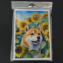 Load image into Gallery viewer, Shiba Inu in Sunflowers Greeting Cards - Blank Note Cards – 8-Pack of Artist-Designed Cards with Envelopes