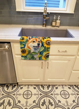 Load image into Gallery viewer, Shiba Inu in Sunflowers Kitchen Towel