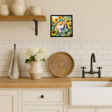 Load image into Gallery viewer, Shiba Inu in Sunflowers Framed Metal Print