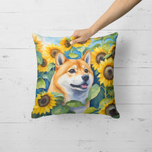 Load image into Gallery viewer, Shiba Inu in Sunflowers Throw Pillow