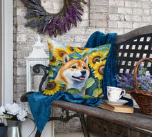 Load image into Gallery viewer, Shiba Inu in Sunflowers Throw Pillow