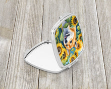Load image into Gallery viewer, Shiba Inu in Sunflowers Compact Mirror – Stylish Purse Mirror with Artistic Covers