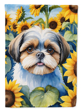 Load image into Gallery viewer, Shih Tzu in Sunflowers House Flag