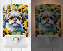 Load image into Gallery viewer, Shih Tzu in Sunflowers Ceramic Night Light