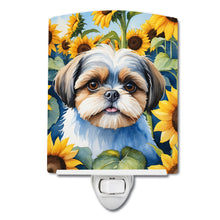 Load image into Gallery viewer, Shih Tzu in Sunflowers Ceramic Night Light