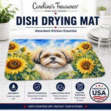 Load image into Gallery viewer, Shih Tzu in Sunflowers Dish Drying Mat Absorbent Dish Drying Mat Pad for Kitchen Counter Dish Drainer Mat for Countertop, 14 x 21", Multicolor