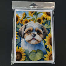 Load image into Gallery viewer, Shih Tzu in Sunflowers Greeting Cards - Blank Note Cards – 8-Pack of Artist-Designed Cards with Envelopes