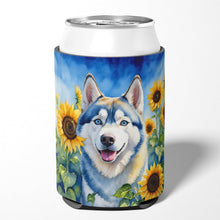 Load image into Gallery viewer, Siberian Husky in Sunflowers Can or Bottle Hugger