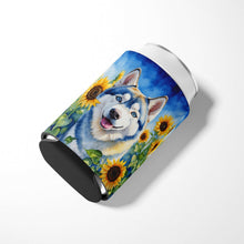 Load image into Gallery viewer, Siberian Husky in Sunflowers Can or Bottle Hugger