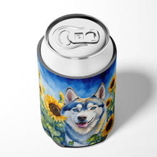 Load image into Gallery viewer, Siberian Husky in Sunflowers Can or Bottle Hugger