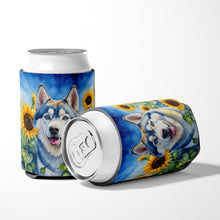 Load image into Gallery viewer, Siberian Husky in Sunflowers Can or Bottle Hugger