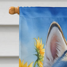 Load image into Gallery viewer, Siberian Husky in Sunflowers House Flag