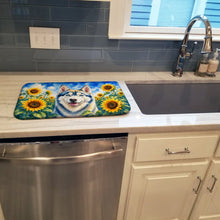 Load image into Gallery viewer, Siberian Husky in Sunflowers Dish Drying Mat Absorbent Dish Drying Mat Pad for Kitchen Counter Dish Drainer Mat for Countertop, 14 x 21", Multicolor