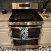 Load image into Gallery viewer, Siberian Husky in Sunflowers Kitchen Towel