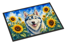 Load image into Gallery viewer, Siberian Husky in Sunflowers Doormat Front Door Mat Indoor Outdoor Rugs for Entryway, Non Slip Washable Low Pile, 18H X 27W