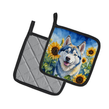 Load image into Gallery viewer, Siberian Husky in Sunflowers Pot Holders - Set of 2 Decorative Kitchen Helpers | Made in the USA