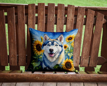 Load image into Gallery viewer, Siberian Husky in Sunflowers Throw Pillow - 14x14 Decorative Pillow – Art for Your Home &amp; Patio