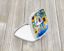 Load image into Gallery viewer, Siberian Husky in Sunflowers Compact Mirror – Stylish Purse Mirror with Artistic Covers
