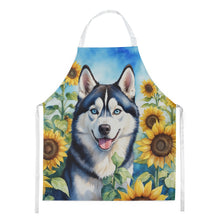 Load image into Gallery viewer, Siberian Husky in Sunflowers Apron – Artist-Designed Kitchen, BBQ &amp; Craft Apron