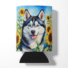 Load image into Gallery viewer, Siberian Husky in Sunflowers Can or Bottle Hugger