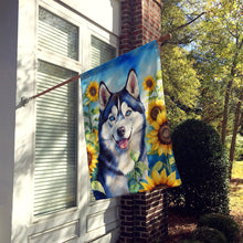 Load image into Gallery viewer, Siberian Husky in Sunflowers House Flag
