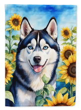 Load image into Gallery viewer, Siberian Husky in Sunflowers Garden Flag – Bright Dog-Themed Yard Decor
