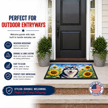 Load image into Gallery viewer, Siberian Husky in Sunflowers Doormat Front Door Mat Indoor Outdoor Rugs for Entryway, Non Slip Washable Low Pile, 24H X 36W