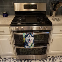 Load image into Gallery viewer, Siberian Husky in Sunflowers Kitchen Towel