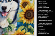 Load image into Gallery viewer, Siberian Husky in Sunflowers Kitchen Towel