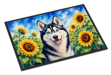 Load image into Gallery viewer, Siberian Husky in Sunflowers Doormat Front Door Mat Indoor Outdoor Rugs for Entryway, Non Slip Washable Low Pile, 18H X 27W