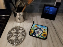 Load image into Gallery viewer, Siberian Husky in Sunflowers Pot Holders - Set of 2 Decorative Kitchen Helpers | Made in the USA