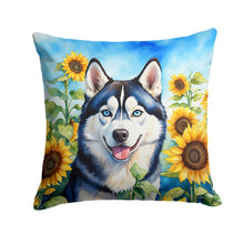 Load image into Gallery viewer, Siberian Husky in Sunflowers Throw Pillow