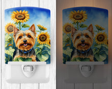 Load image into Gallery viewer, Silky Terrier in Sunflowers Ceramic Night Light
