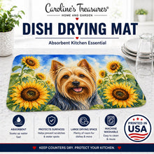 Load image into Gallery viewer, Silky Terrier in Sunflowers Dish Drying Mat Absorbent Dish Drying Mat Pad for Kitchen Counter Dish Drainer Mat for Countertop, 14 x 21", Multicolor