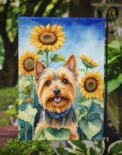 Load image into Gallery viewer, Silky Terrier in Sunflowers Garden Flag – Bright Dog-Themed Yard Decor