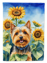 Load image into Gallery viewer, Silky Terrier in Sunflowers Garden Flag – Bright Dog-Themed Yard Decor