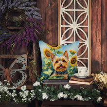 Load image into Gallery viewer, Silky Terrier in Sunflowers Throw Pillow