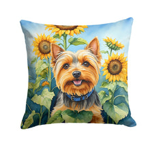 Load image into Gallery viewer, Silky Terrier in Sunflowers Throw Pillow