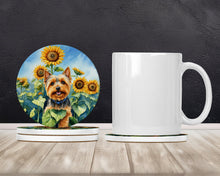 Load image into Gallery viewer, Silky Terrier in Sunflowers Large Sandstone Coasters Pack of 4
