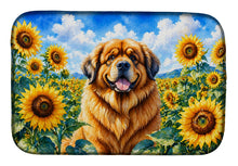 Load image into Gallery viewer, Tibetan Mastiff in Sunflowers Dish Drying Mat Absorbent Dish Drying Mat Pad for Kitchen Counter Dish Drainer Mat for Countertop, 14 x 21", Multicolor