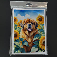 Load image into Gallery viewer, Tibetan Mastiff in Sunflowers Greeting Cards - Blank Note Cards – 8-Pack of Artist-Designed Cards with Envelopes